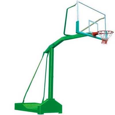 One-arm basketball stand with mobile concave box