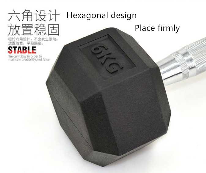 Black Hex Rubber Dumbbell