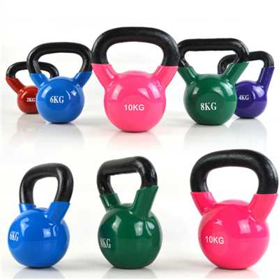 Multi-color plastic-coated cast iron kettle bell