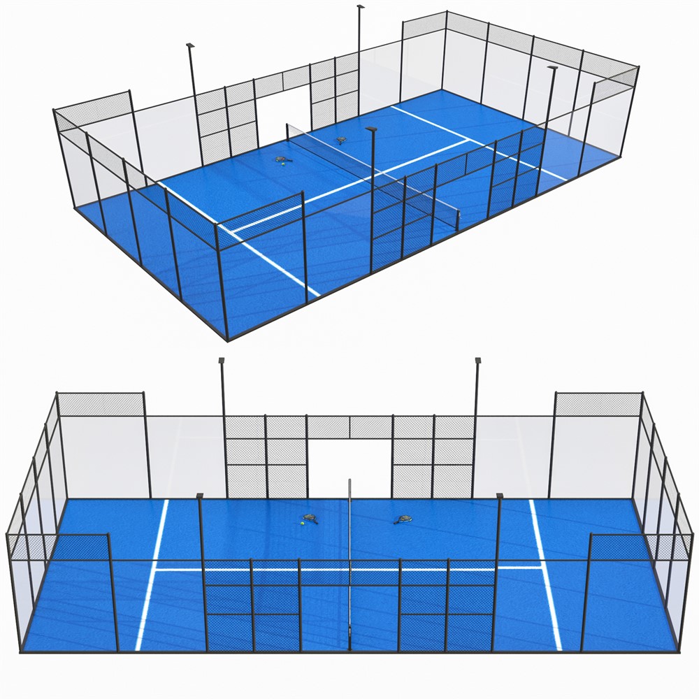 2023 haoran High Quality OEM Service China Building Factory Outdoor Panoramic Glass Padel Tennis Court For Sale Cost Steel Tempered